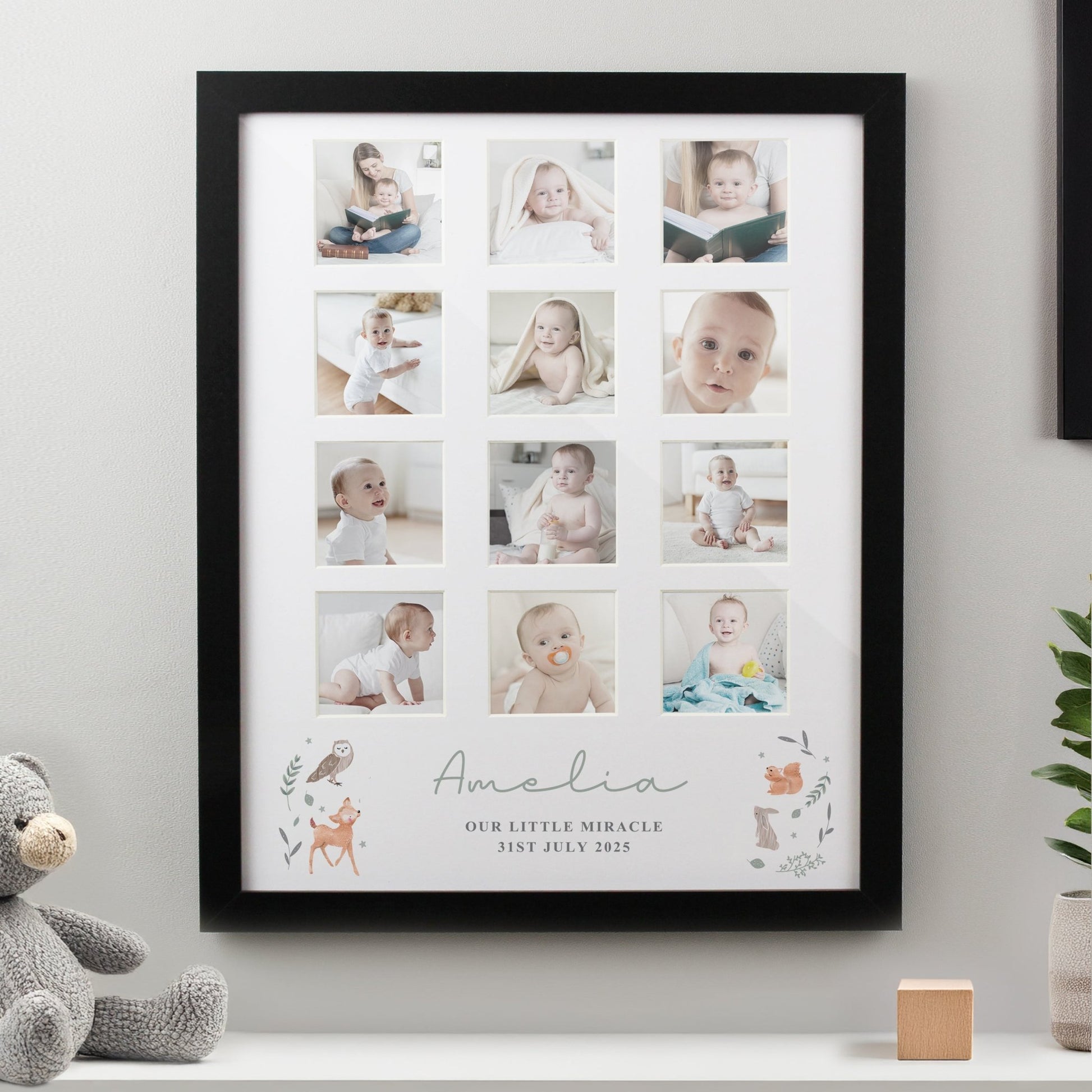 Personalised Woodland Animal Black Multi Photo Frame | Inspired Creative Gifts | UK Supplier