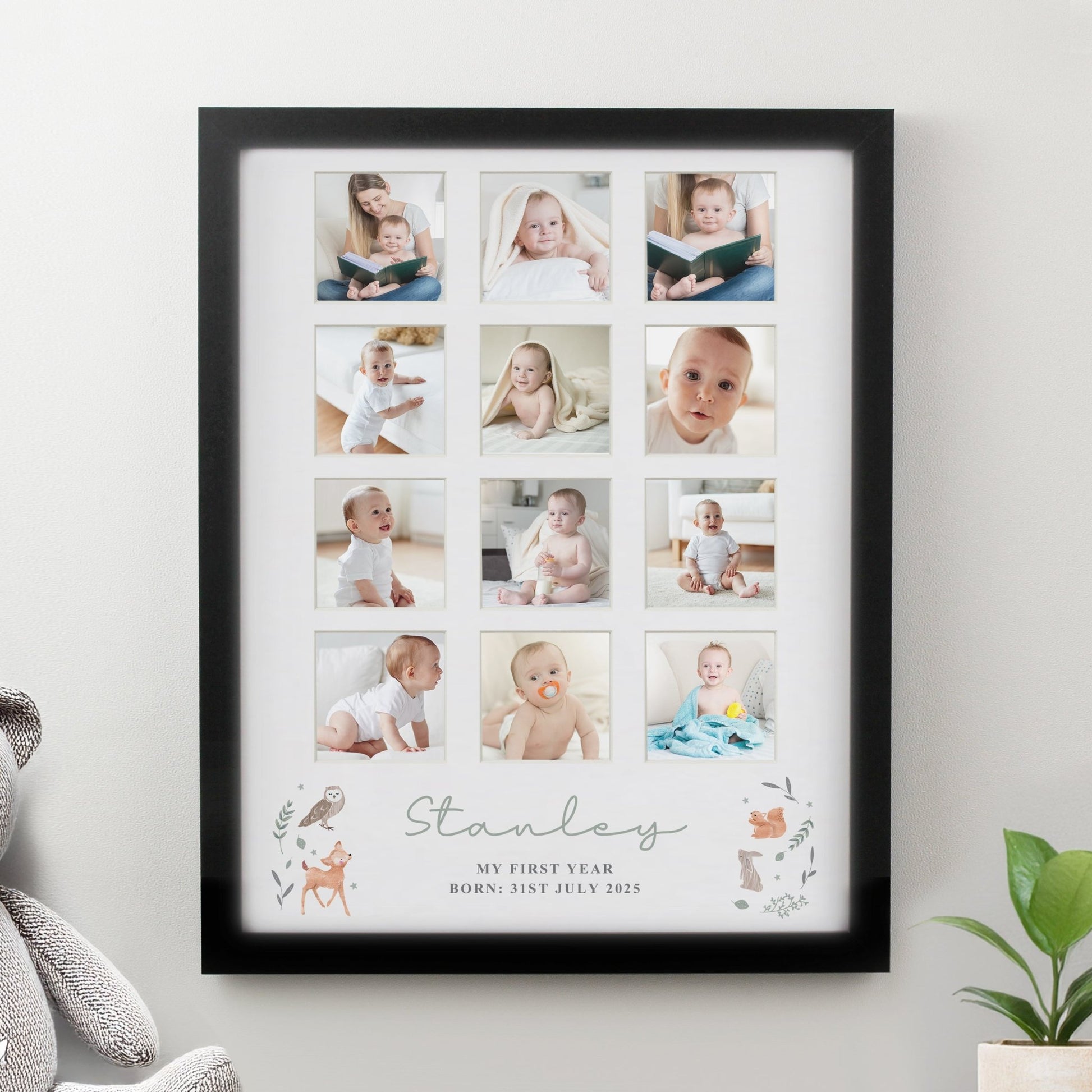 Personalised Woodland Animal Black Multi Photo Frame | Inspired Creative Gifts | UK Supplier
