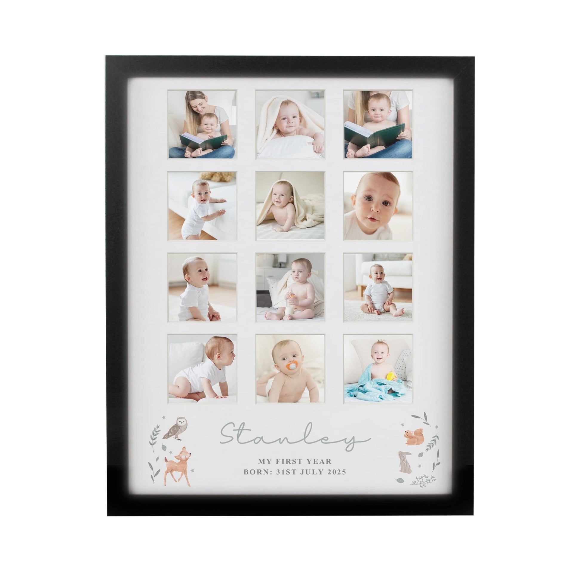 Personalised Woodland Animal Black Multi Photo Frame | Inspired Creative Gifts | UK Supplier