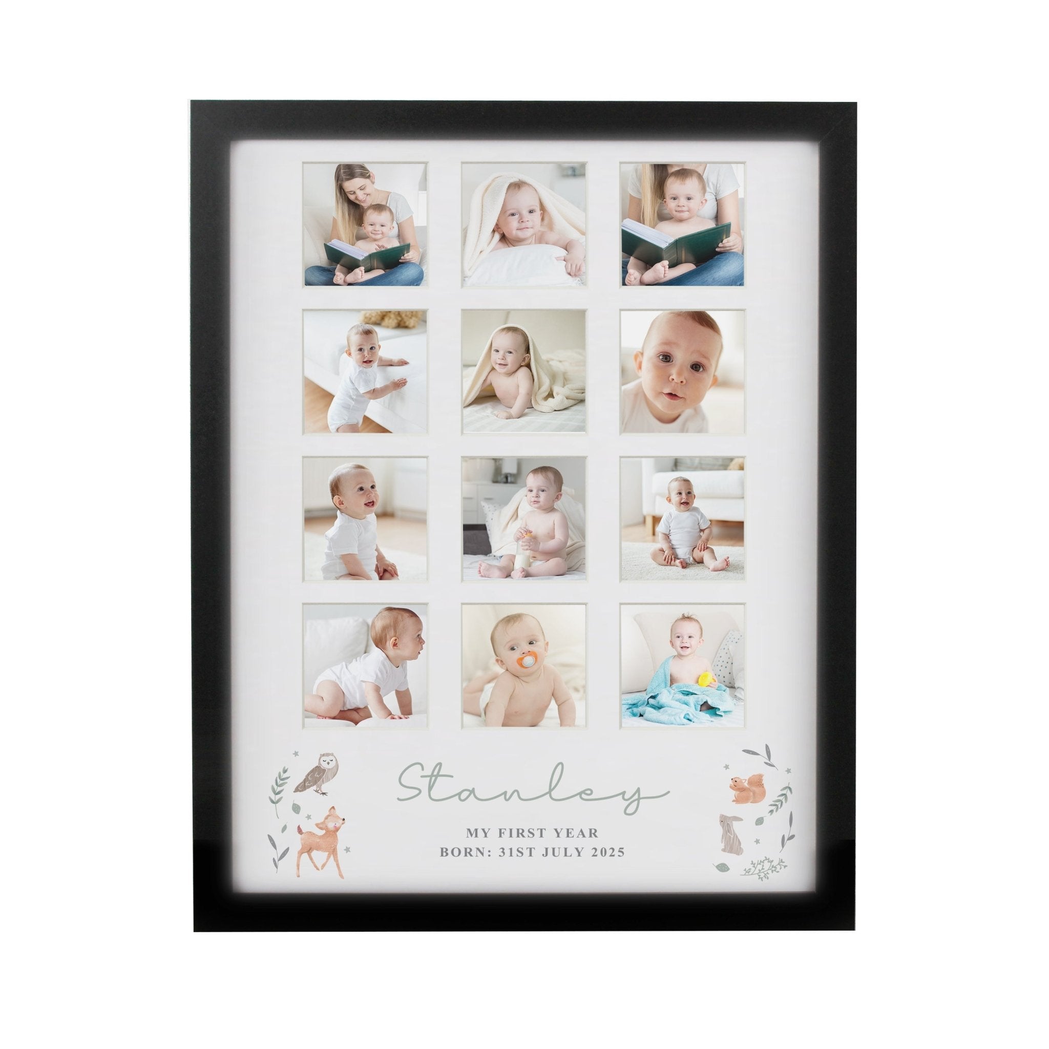 Personalised Woodland Animal Black Multi Photo Frame | Inspired Creative Gifts | UK Supplier