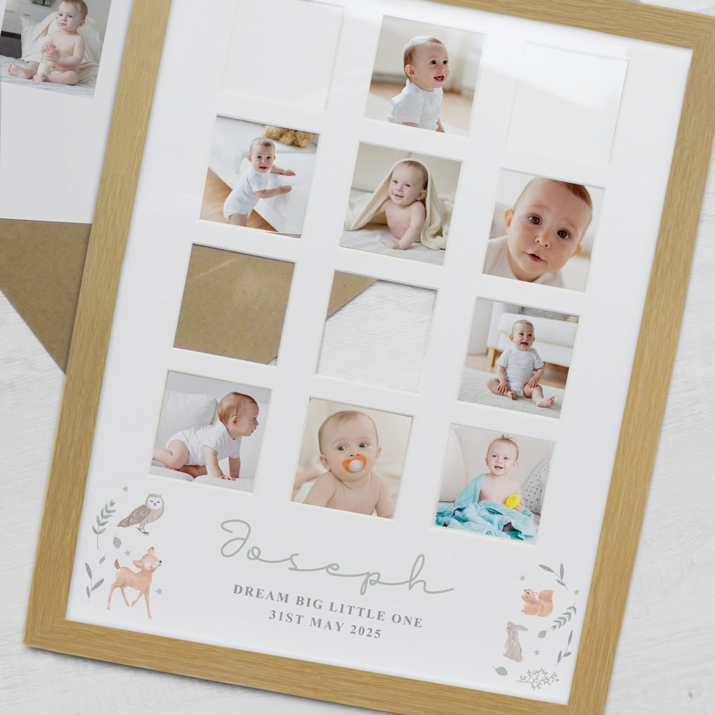 Personalised Woodland Animal Oak Multi Photo Frame | Inspired Creative Gifts | UK Supplier