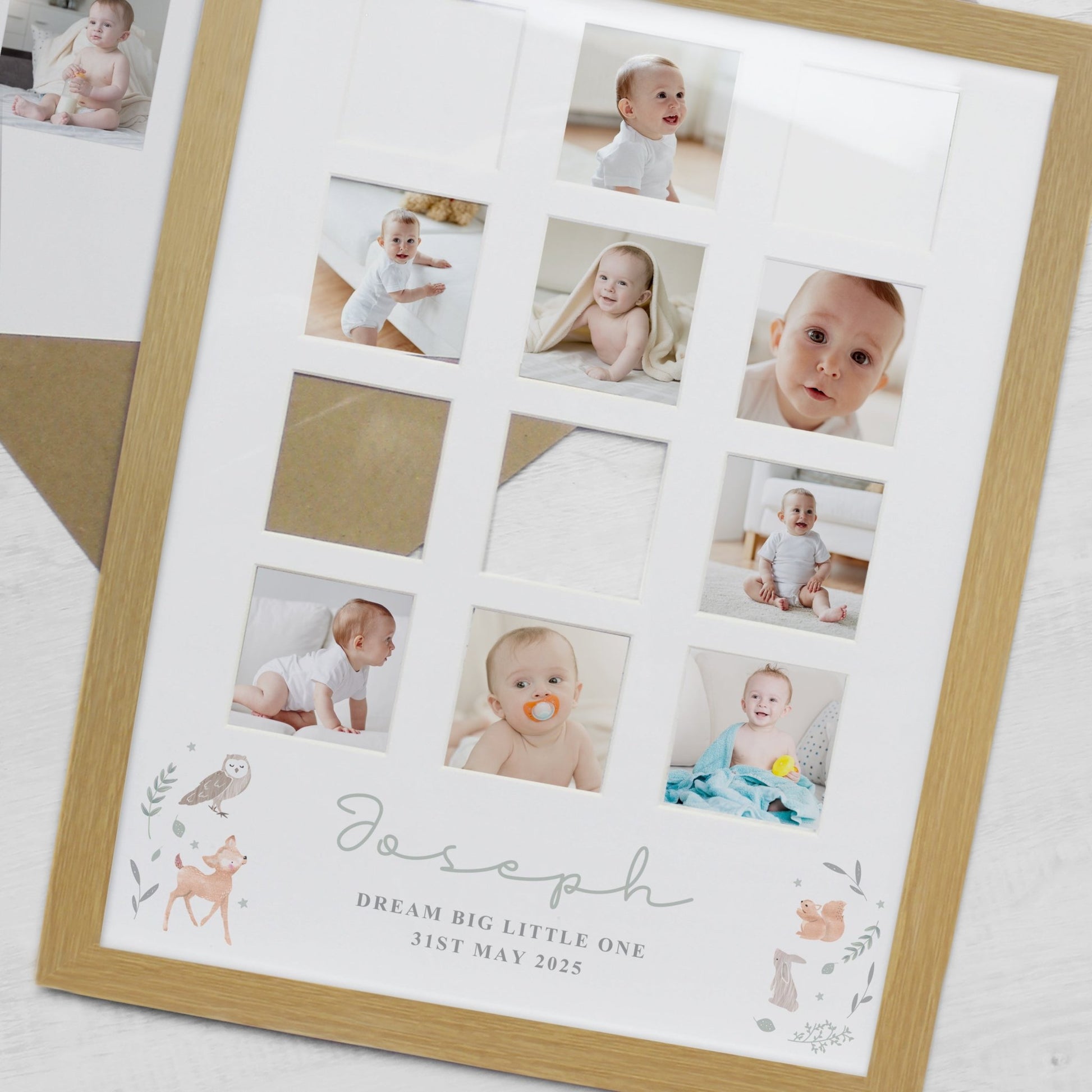 Personalised Woodland Animal Oak Multi Photo Frame | Inspired Creative Gifts | UK Supplier