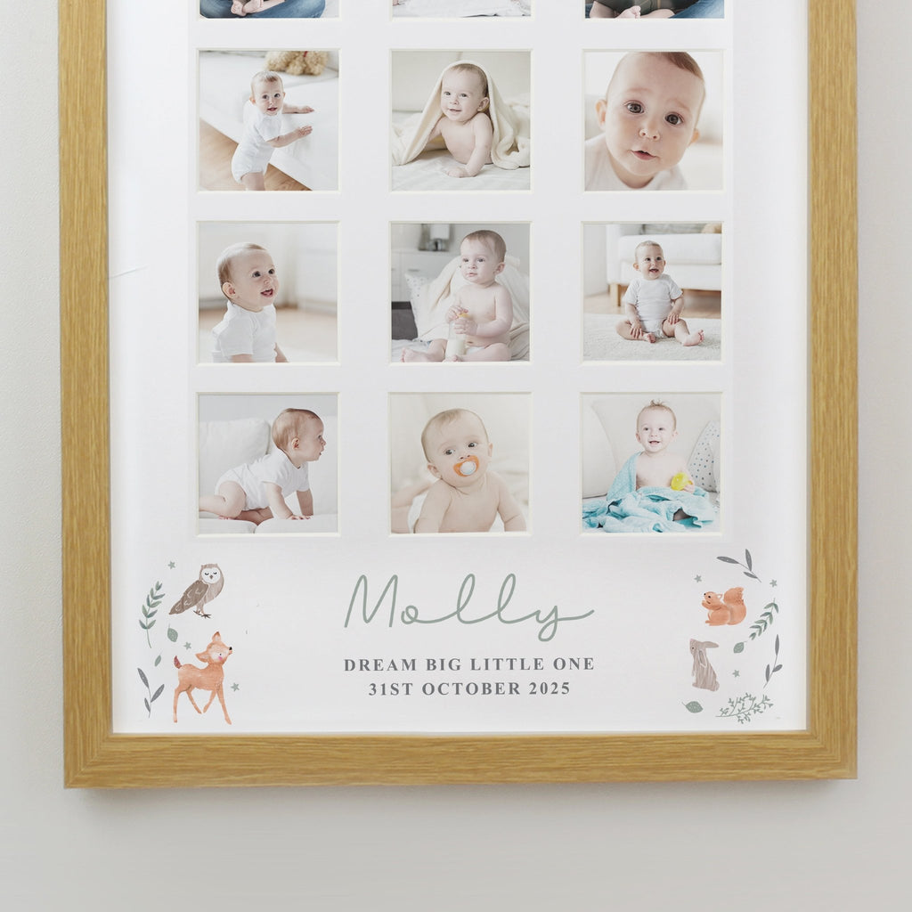 Personalised Woodland Animal Oak Multi Photo Frame | Inspired Creative Gifts | UK Supplier