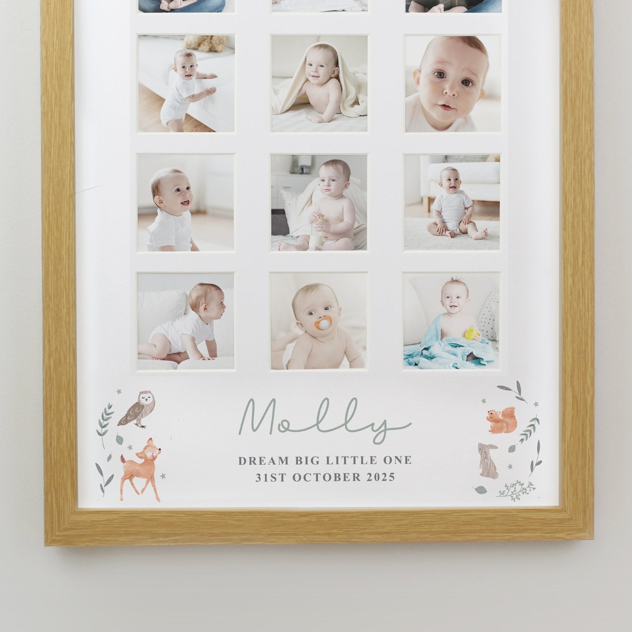 Personalised Woodland Animal Oak Multi Photo Frame | Inspired Creative Gifts | UK Supplier
