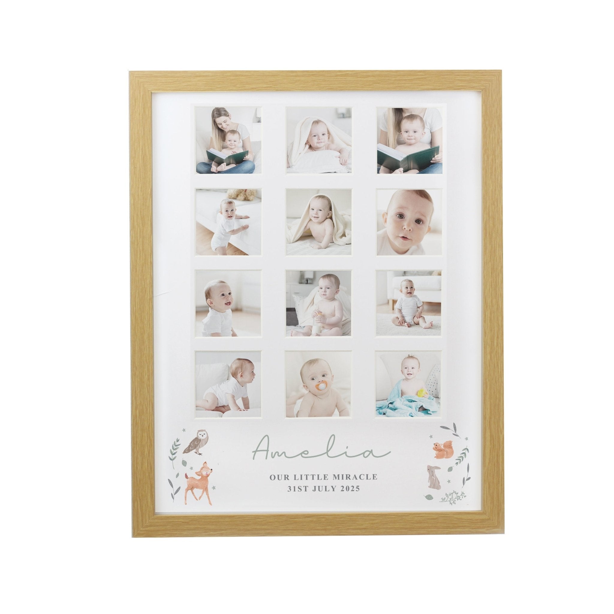 Personalised Woodland Animal Oak Multi Photo Frame | Inspired Creative Gifts | UK Supplier