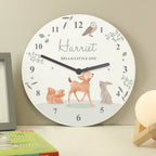 Personalised Woodland Animals Wooden Nursery Clock | Inspired Creative Gifts | UK Supplier