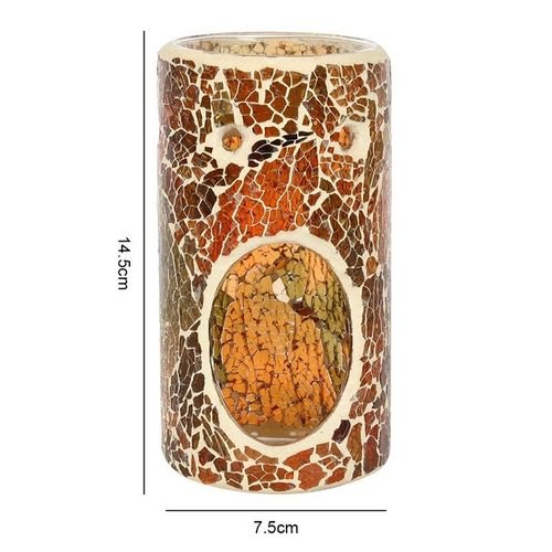 Pillar Brown Crackle Oil Burner and Wax Warmer | Inspired Creative Gifts | UK Supplier