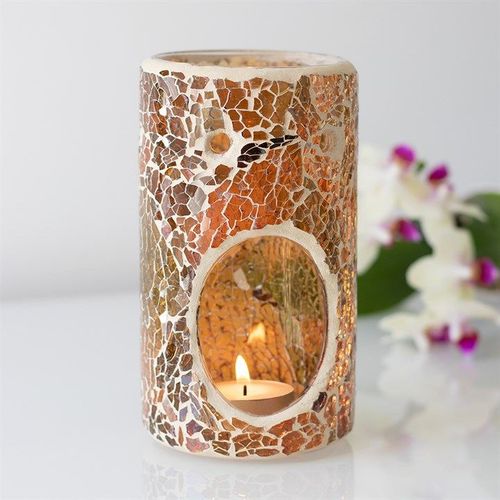 Pillar Brown Crackle Oil Burner and Wax Warmer | Inspired Creative Gifts | UK Supplier