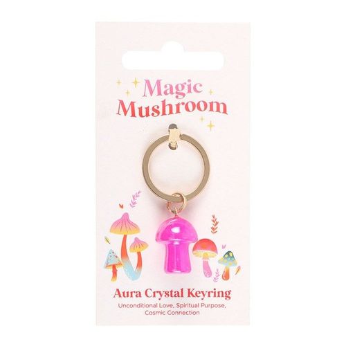 Pink Aura Crystal Mushroom Keyring | Inspired Creative Gifts