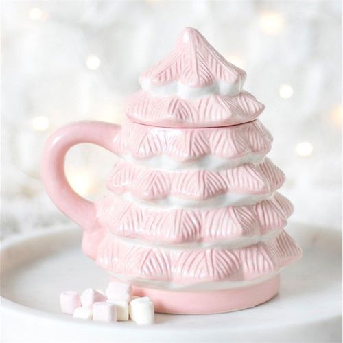Pink Christmas Tree Shaped Mug | Inspired Creative Gifts | UK Supplier