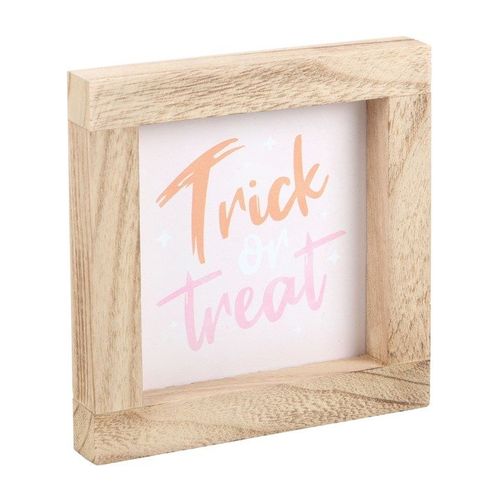 Pink Trick or Treat Wooden Frame Sign | Inspired Creative Gifts | UK Supplier