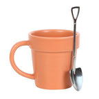 Plain Plant Pot Ceramic Mug and Shovel Spoon | Inspired Creative Gifts | UK Supplier