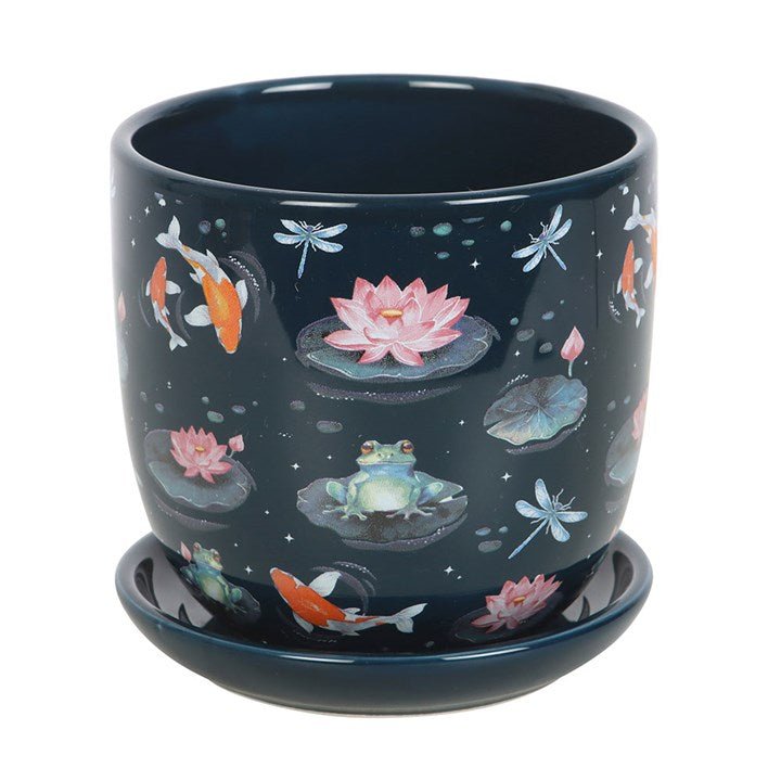 Pond Print Plant Pot with Saucer | Inspired Creative Gifts | UK Supplier