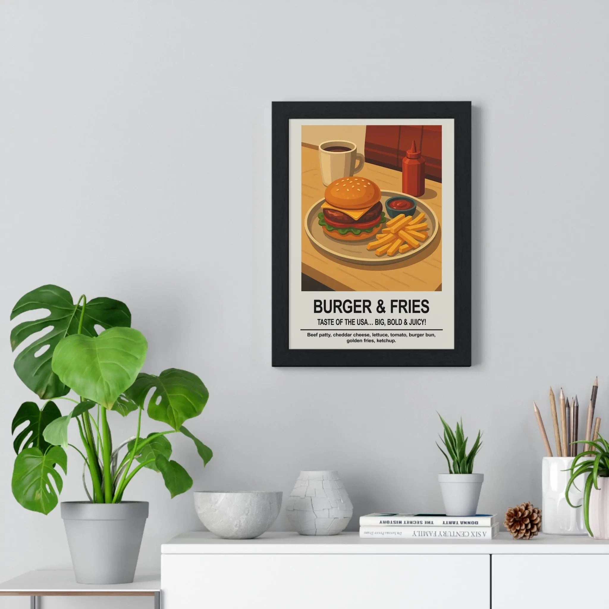 Burger & Fries Wall Art – American Diner Kitchen Print