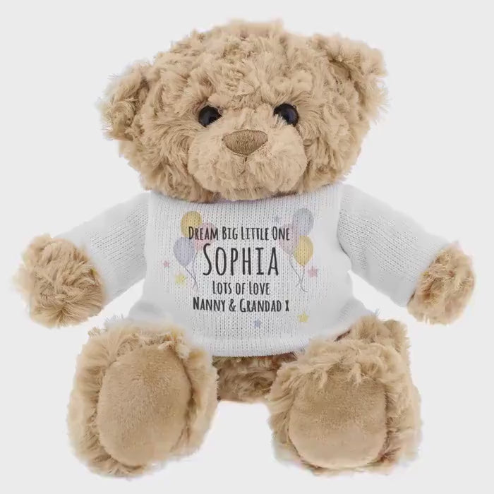 Personalised Teddy & Balloons, Custom Name Gift for Birthdays, Anniversaries, Christmas.