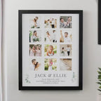 Personalised Botanical Multi Photo Frame | Holds 12 Photos, Black Wedding Keepsake