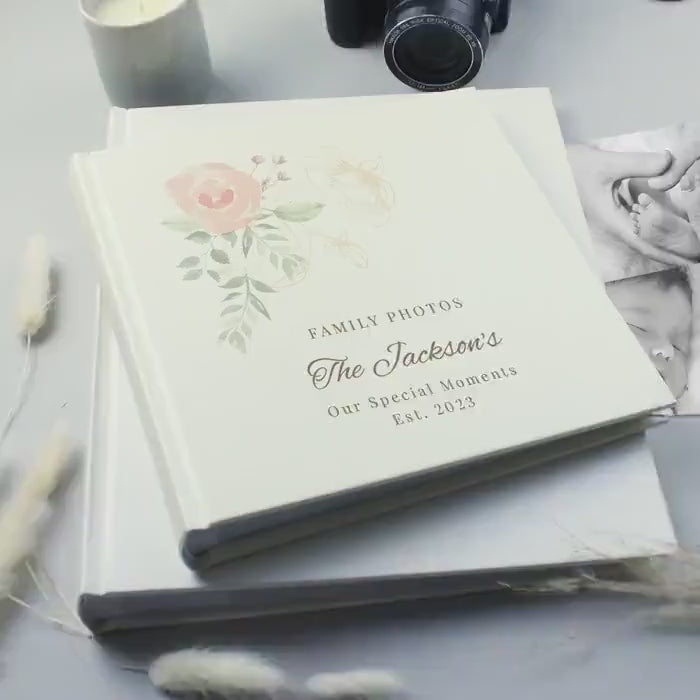 Personalised Floral Square Photo Album | Custom 6x4 Memory Book for Occasions