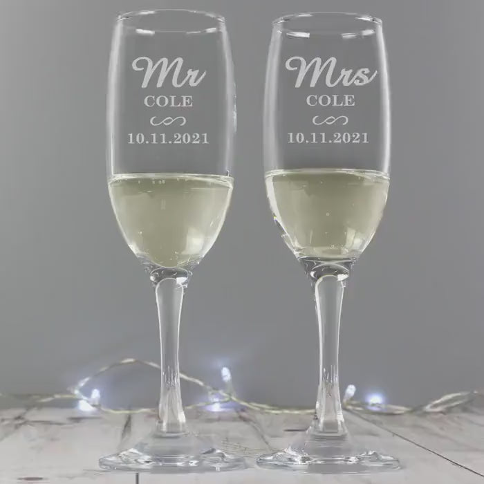 Personalised Mr & Mrs Pair Flutes