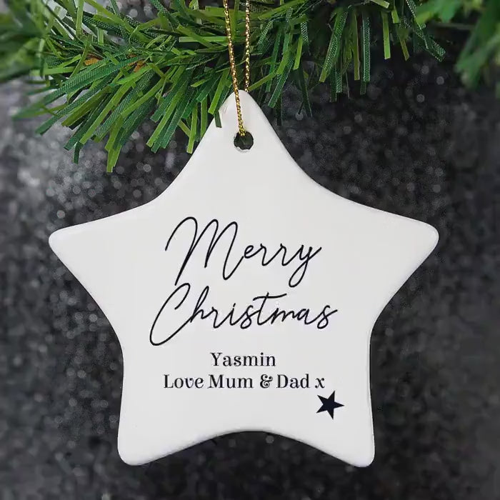 Personalised Ceramic Star Christmas Ornament – Custom Holiday Decoration
