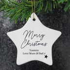 Personalised Ceramic Star Christmas Ornament – Custom Holiday Decoration
