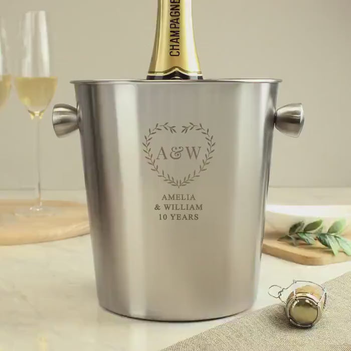 Personalised Botanical Stainless Steel Custom Ice Bucket