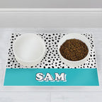 Personalised Pet Bowl Mat | Blue Pink Spots Dog Cat Placemat