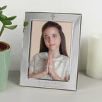 Personalised Silver Plated 6x4 Photo Frame with Cross