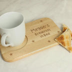 Personalised Wooden Coaster Tray | Stars Biscuit Holder, Custom Name Gift