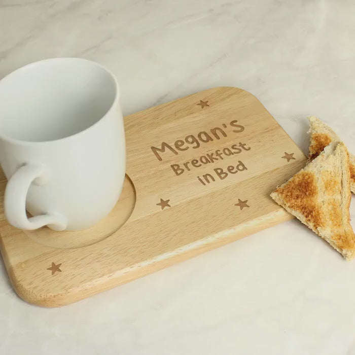 Personalised Wooden Coaster Tray | Stars Biscuit Holder, Custom Name Gift