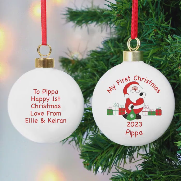 Personalised Santa with Presents Bauble