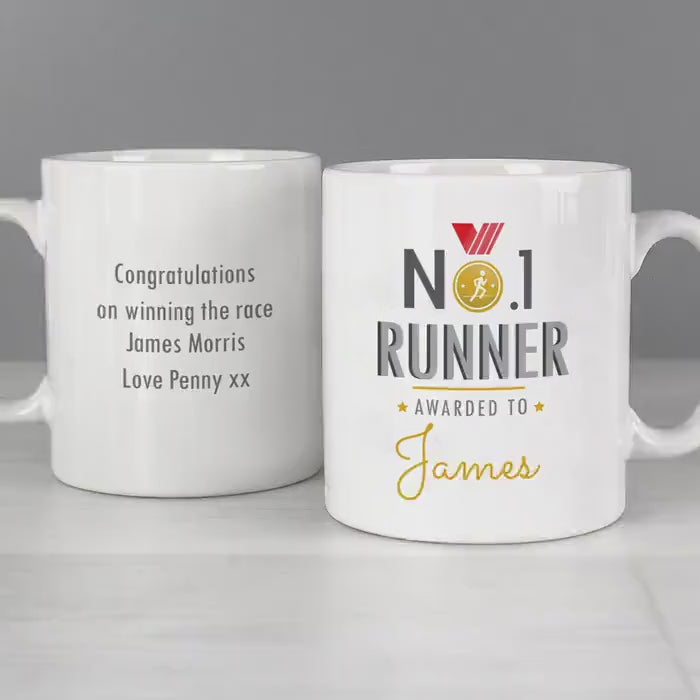 Personalised No.1 Runner Ceramic Mug | Custom Award Gift