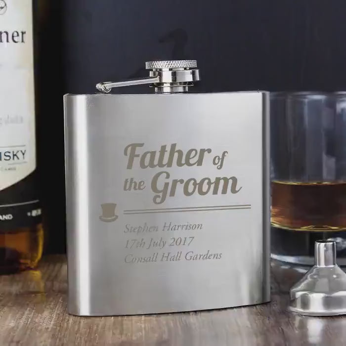 Father of the Groom Custom Hip Flask | Wedding Keepsake