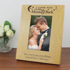 Personalised 'To the Moon and Back' 6x4 Photo Frame Oak Finish