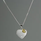 Personalised Sterling Silver Heart Locket Necklace | Diamond Accent, Gold Plated Detail
