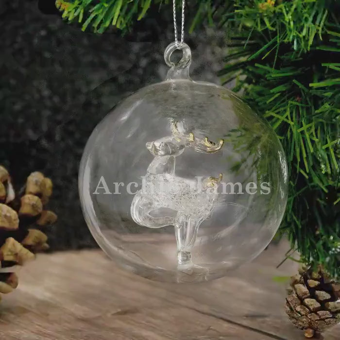 Personalized Reindeer Glass Bauble: Christmas Tree Decoration