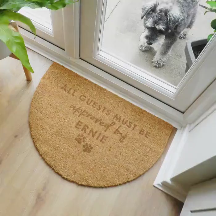 Personalised Approved By The Pet Half Moon Indoor Doormat