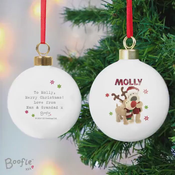 Personalised Boofle Christmas Reindeer Bauble