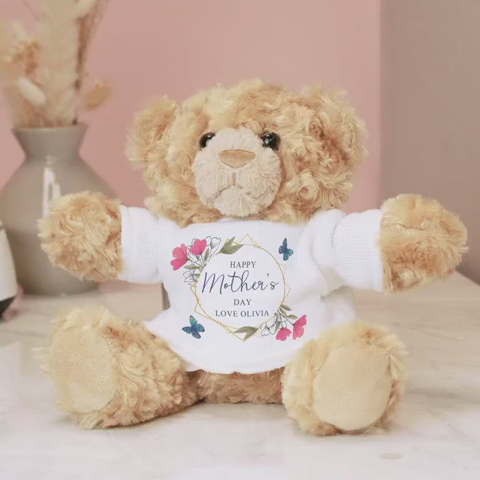Personalised Geometric Floral Custom Teddy Bear