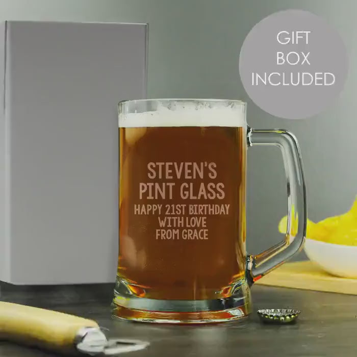 Personalised Engraved Tankard | Custom Beer Glass for Birthdays, Father's Day, Weddings