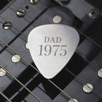 Personalised Stainless Steel Guitar Pick | Custom Name Year Music Gift