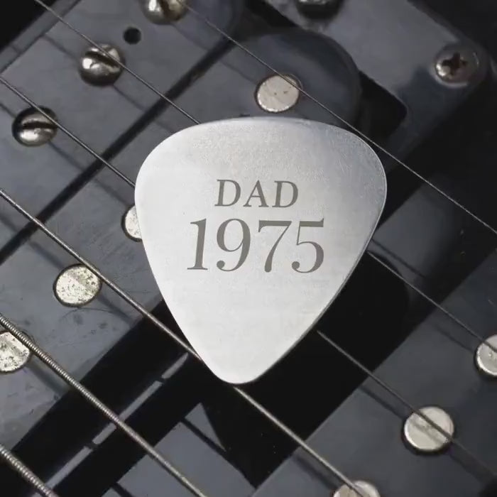 Personalised Stainless Steel Guitar Pick | Custom Name Year Music Gift