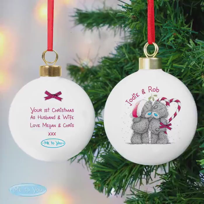 Personalised Me To You Couple Christmas Bauble