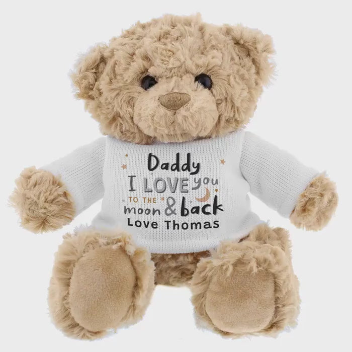 Personalised Teddy Bear | Custom Plush Bear, I Love You To The Moon Back