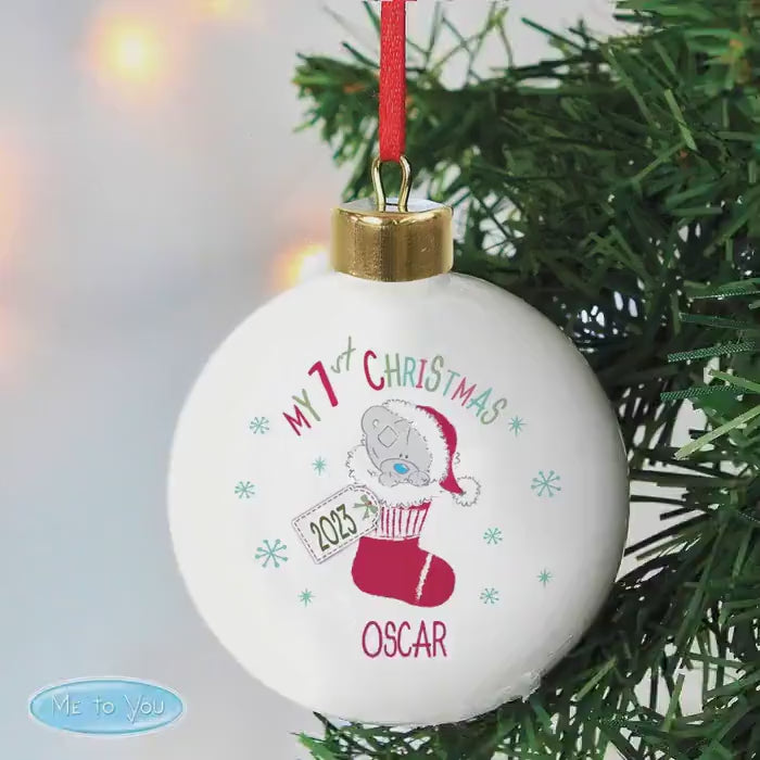 Personalised Tiny Tatty Teddy My First Christmas Stocking Bauble