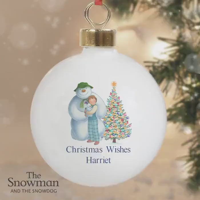 Personalised The Snowman and the Snowdog Friends Christmas Bauble