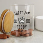 Personalised Pet Treats Jar with Bamboo Lid, Airtight Storage, Gift for Pet Lovers