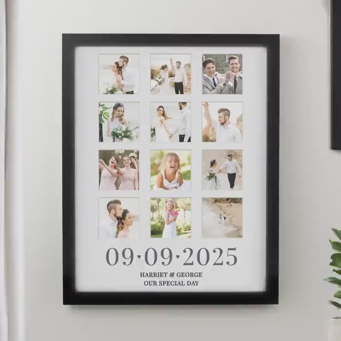 Personalised Black Photo Frame for Weddings, Anniversaries, Engagements, and Milestones.