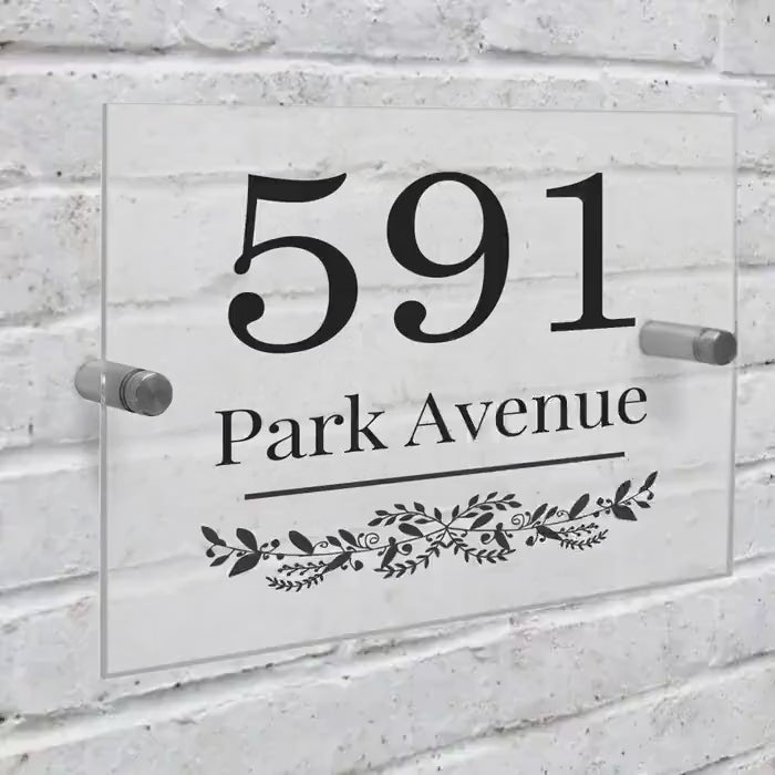 Personalised Acrylic House Sign: Botanical Address Plaque