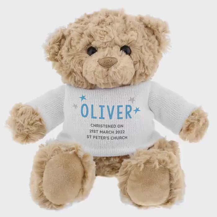 Personalised Blue Custom Plush Teddy Bear with Name & Message