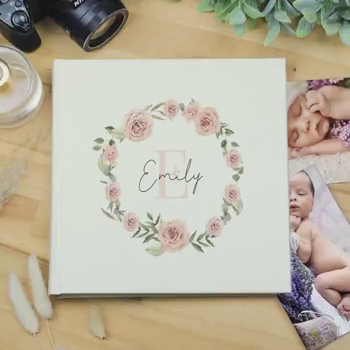 Personalised Floral Photo Album, Custom Name, Wedding, Baby, 6x4, Floral Cover, Keepsake